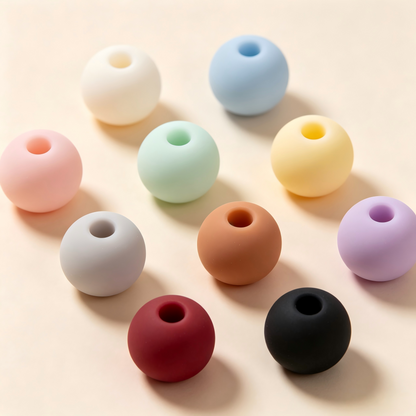 Solid-Color Silicone Beads, Large-Pore Round Beads, Loose Beads, DIY Beading, Keychain Craft Beading Supplies