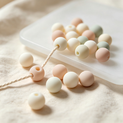 Solid-Color Silicone Beads, Large-Pore Round Beads, Loose Beads, DIY Beading, Keychain Craft Beading Supplies